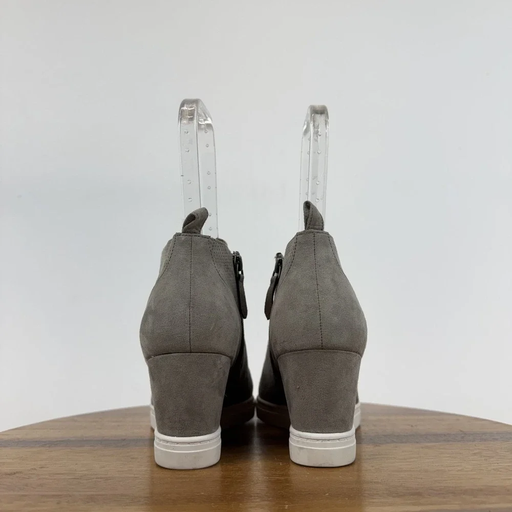New Womens Linea‎ Paolo Felicia Gray Leather Hidden Wedges Sneaker Boots Size 10